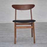 1960s, set of 4 Danish dining chairs by Farstrup, bent teak wood, reupholstered.
