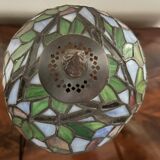 Tiffany lamp with bronze naiad base, 20th century
