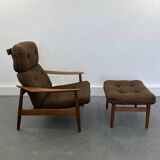 FD-164 Army Chair with Footstool by Arne Vodder for Cado, Set of 2