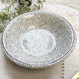 2 Italian earthenware soup plates with black and white speckling