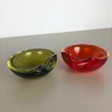 Murano Sommerso glass shell bowls Cenedese Vetri, 1960s