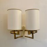 Applique double éclairage en laiton année 1960