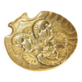 Antique Brass Catchall - Animal Motif and Shell Design
