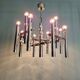 Large geometric chandelier in chromed metal, Massive, 1970