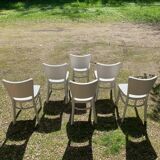 6 painted wooden chairs