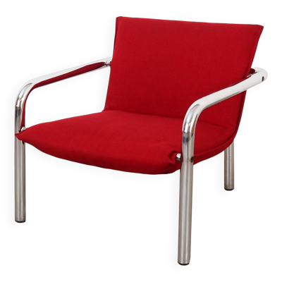 Fauteuil rouge, design italien, années 1970, fabriqué en Italie