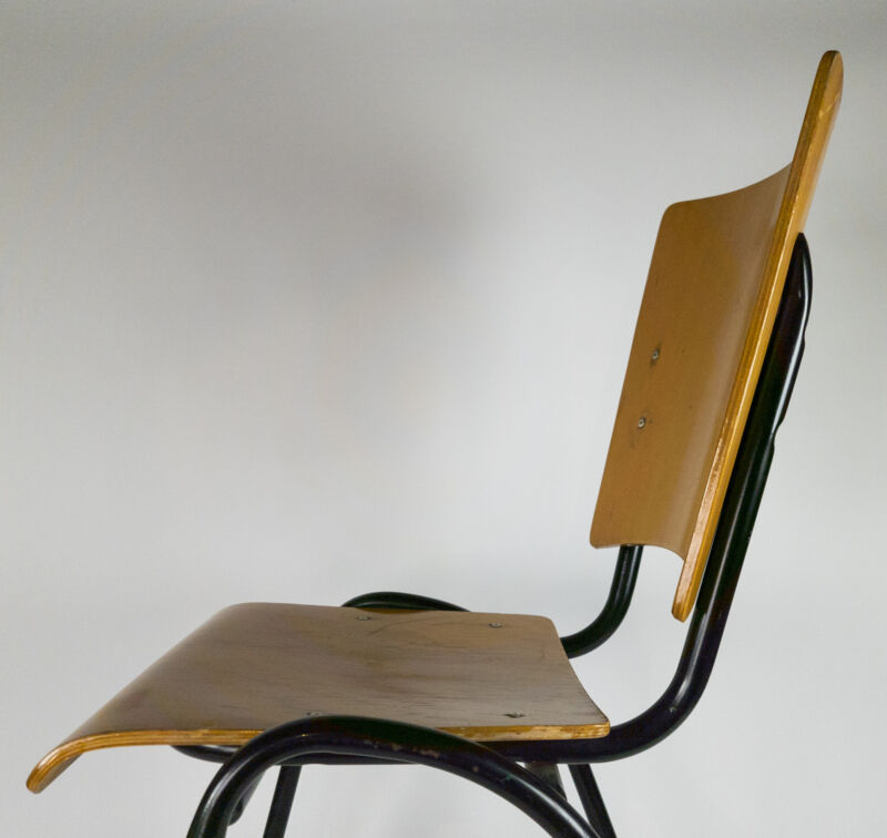 Marko school chair by Ynske Kooistra wood and metal 60s