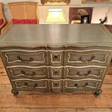 Louis XV style crossbow chest of drawers with patina
