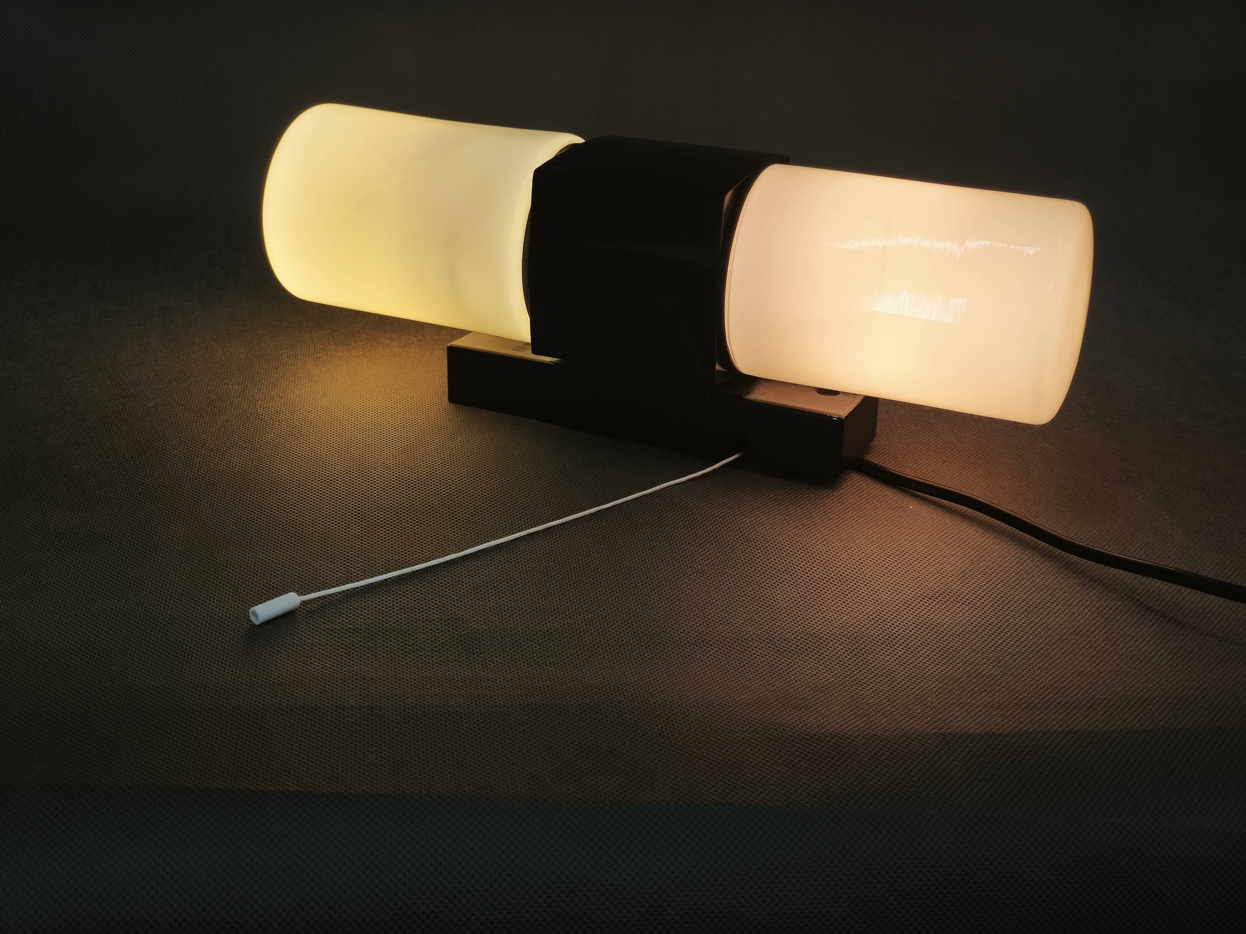 Pair of Opaline Glass and Bakelite Wall Lights, Czechoslovakia, 1960s