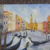 Huile sur panneau du Grand Canal à Venise