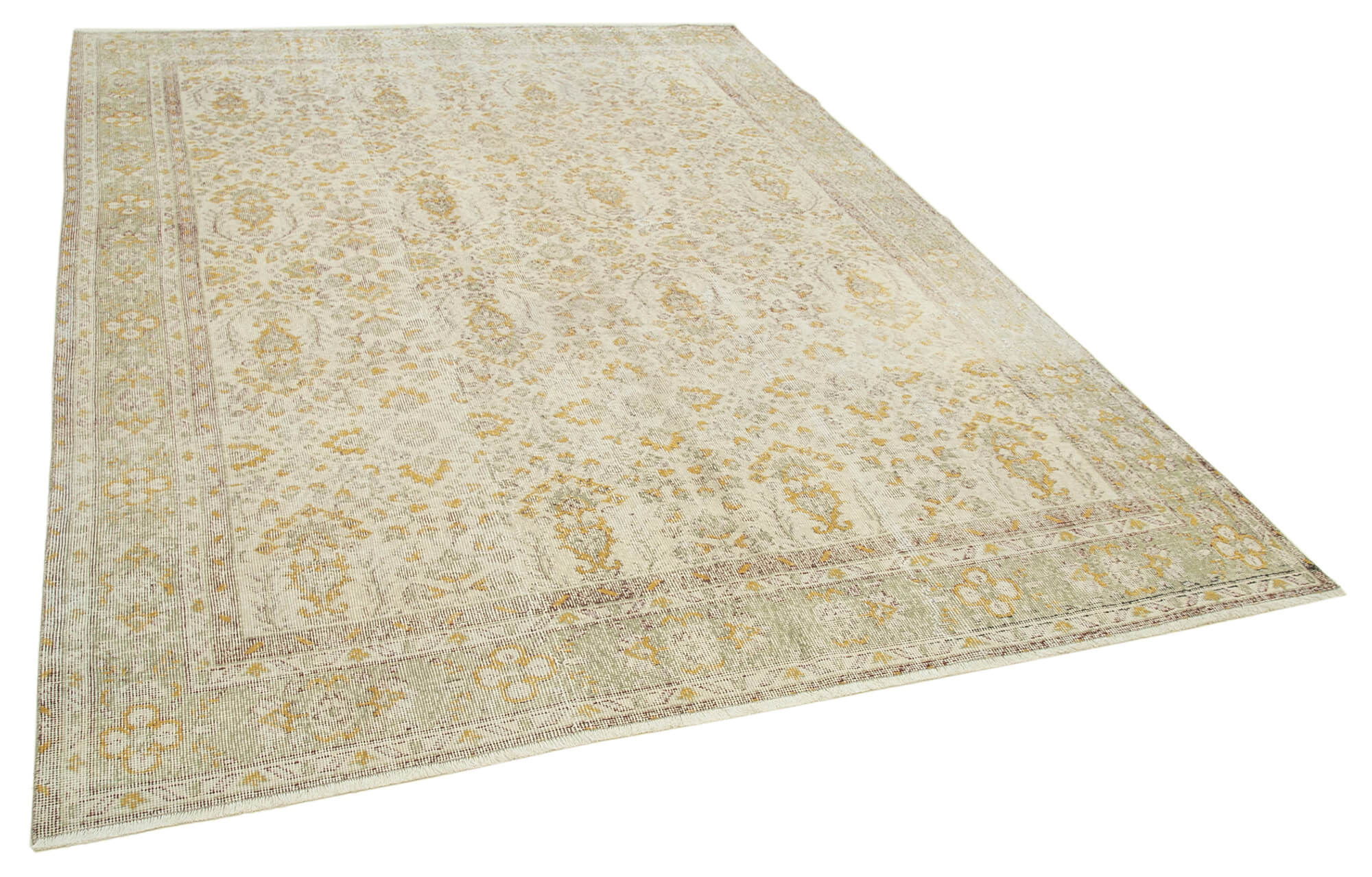 Tapis décoratif beige anatolien tissé à la main 206 cm x 286 cm