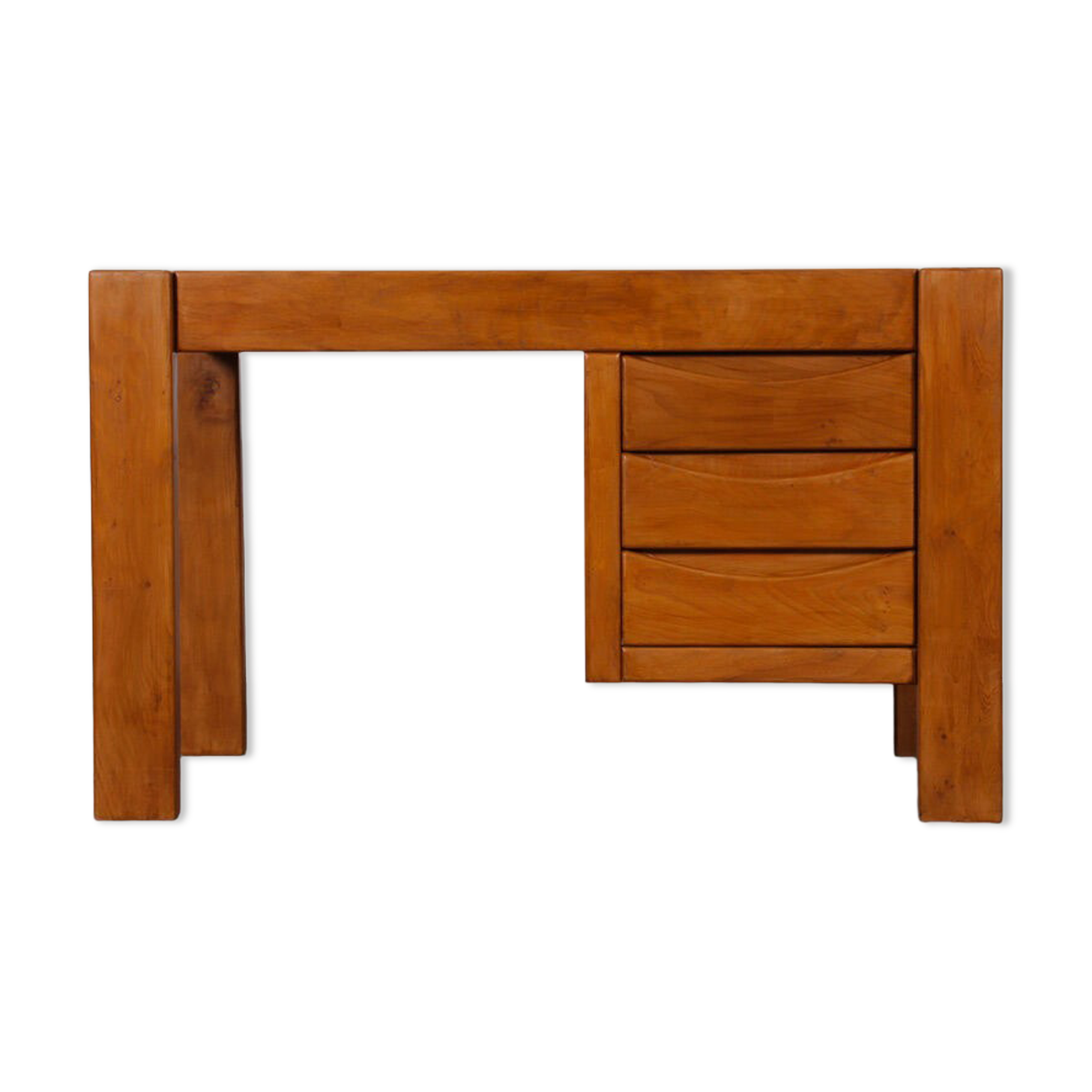 Solid elm desk published by Maison Regain, 1980