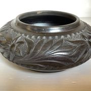 Black pottery catchall worked from Marginea, Romania.