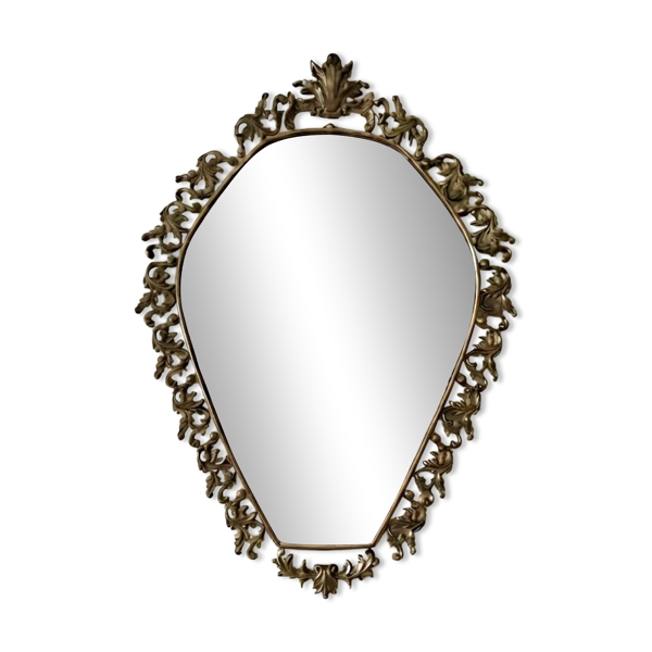 Ensemble miroir doré et console murale en marbre