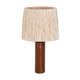Brown ceramic lamp, raffia lampshade, 60s