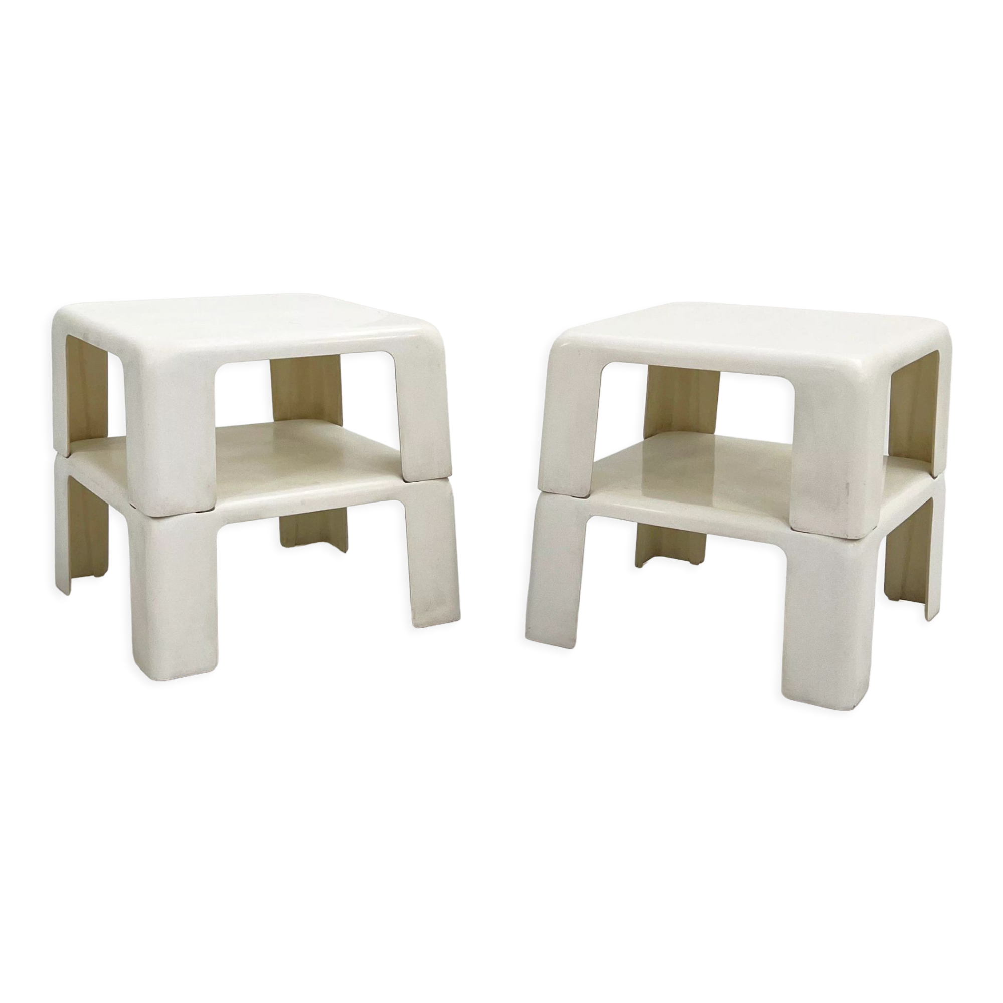 Set of 4 white "Quattro Gatti" side tables by Mario Bellini for C&B Italia, 1960