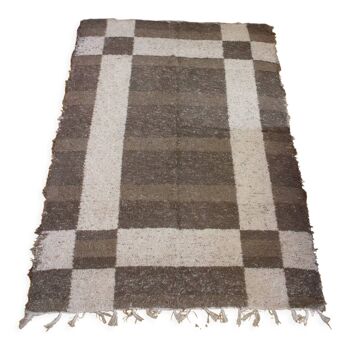 Tapis artisanal réversible tissé main 170 x 240 cm - beige et blanc