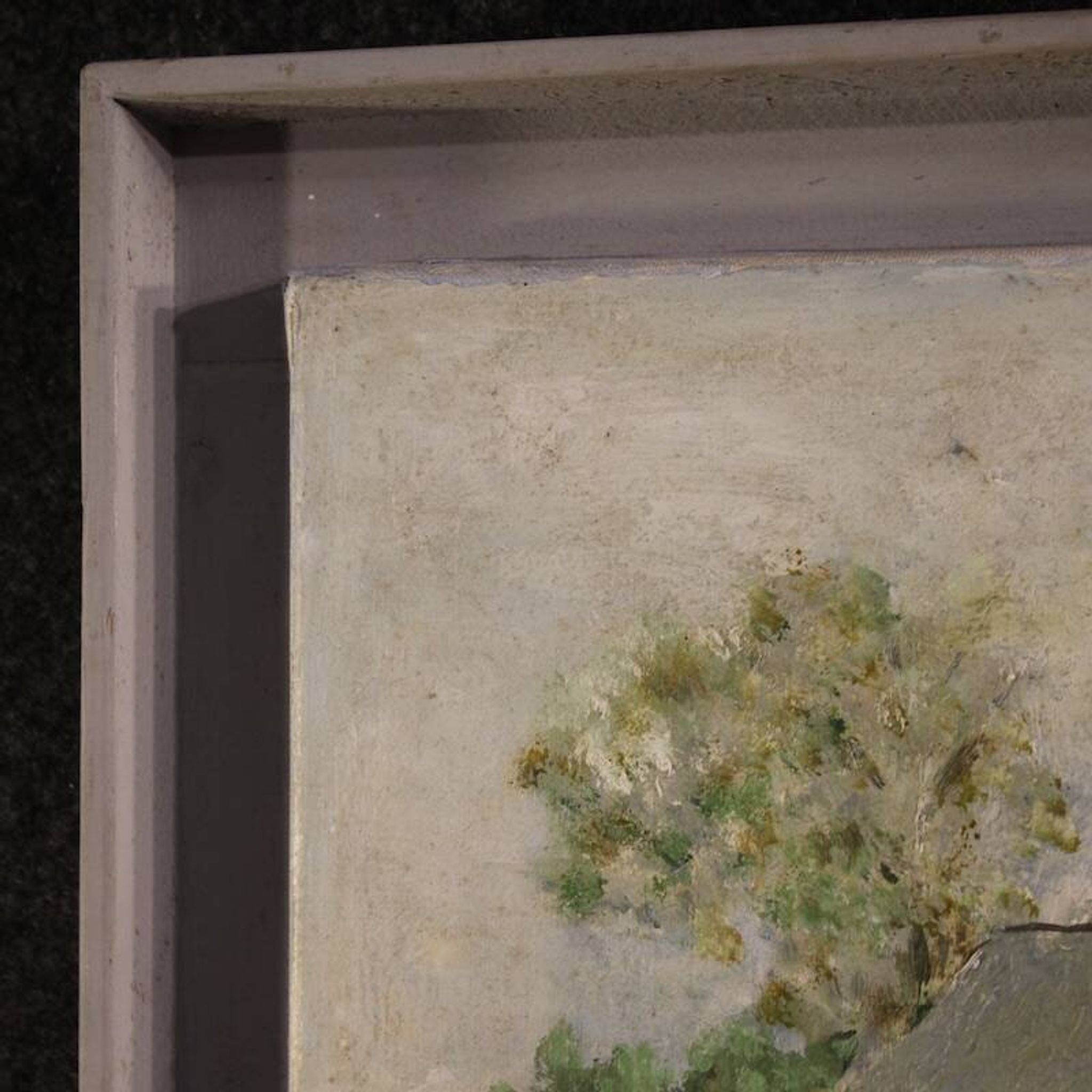 Peinture néerlandaise d'une vue de maisons dans le style impressionniste.
