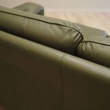 Canapé danois en cuir vert, années 1970