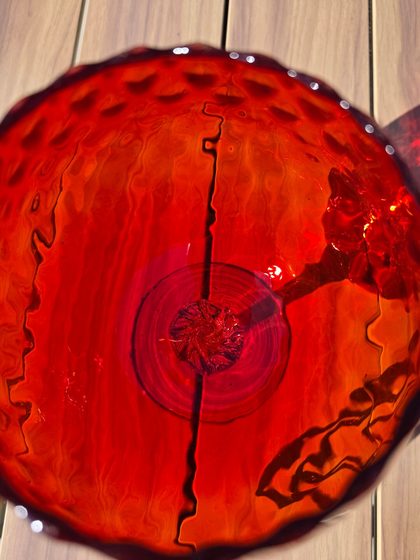 Giant glass 29 cm Empoli ruby red vintage blown glass