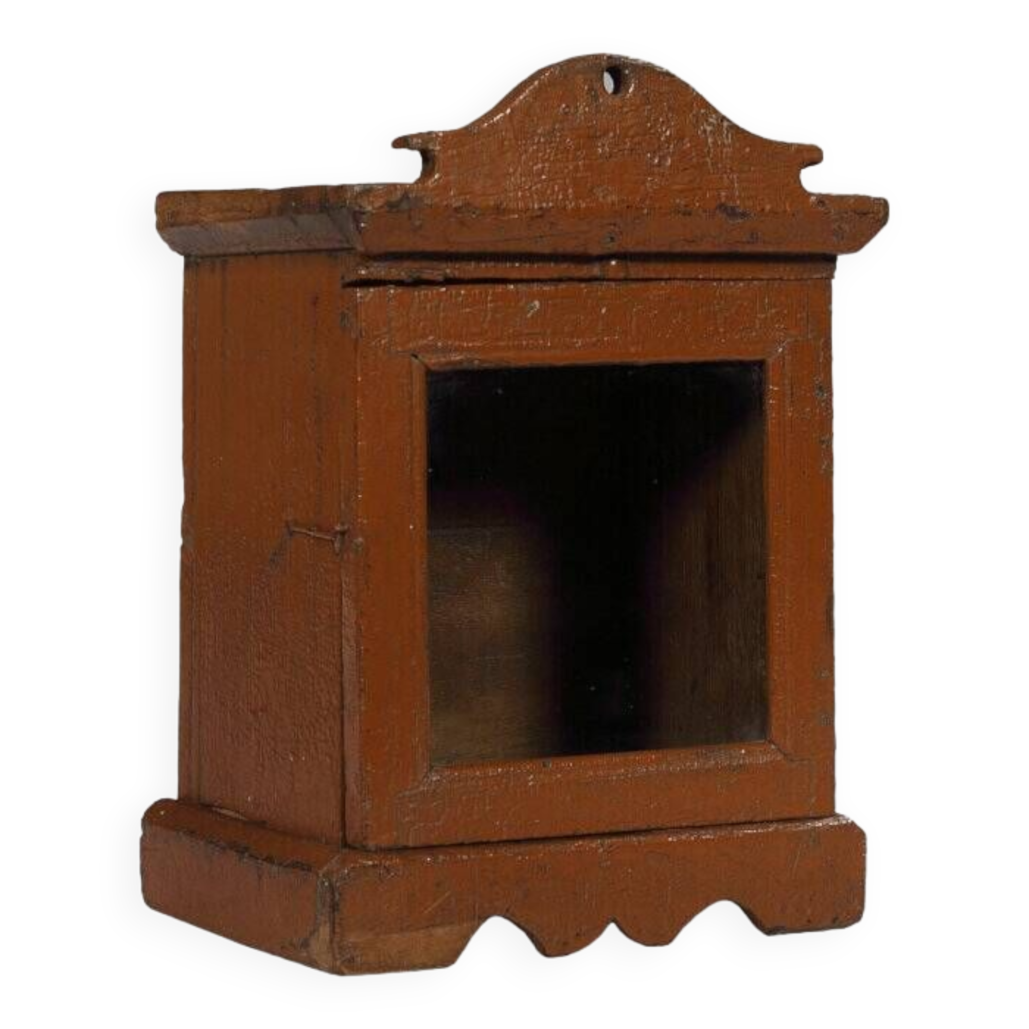 Small old wall display case clock box patina original india