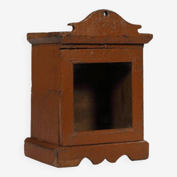 Small old wall display case clock box patina original india