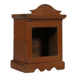 Small old wall display case clock box patina original india