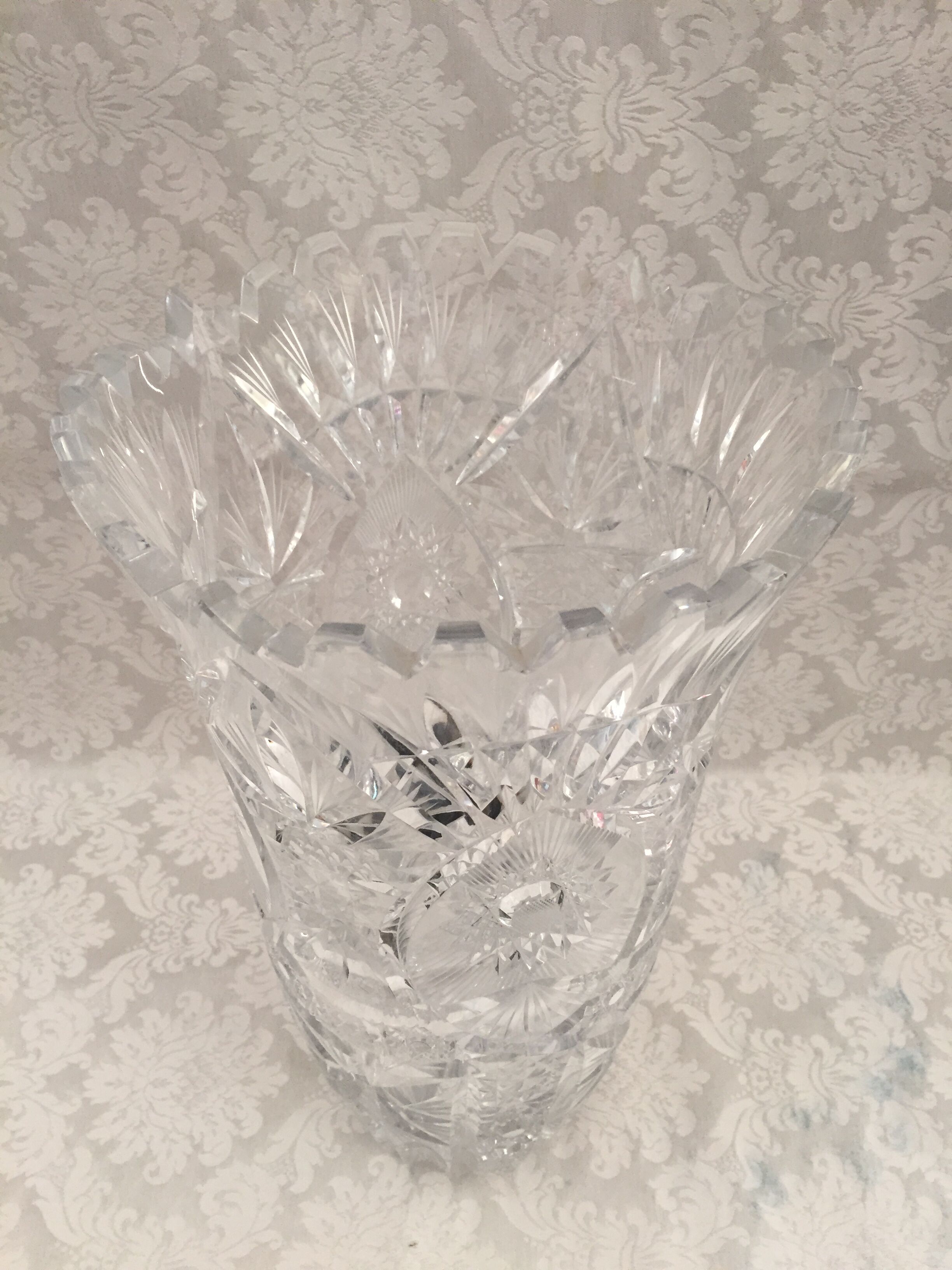 Vintage bohemian cut crystal vase
