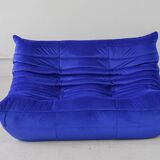 Togo living room set in blue velvet by Michel Ducaroy for Ligne Roset, 1979, set of 5