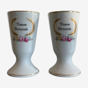 Duo de mazagran en porcelaine de limoge vintage G Hervé tisane pectorale