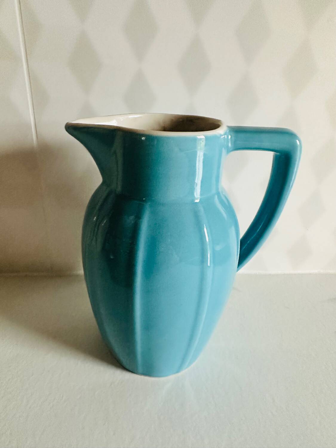 Vintage blue ceramic decanter