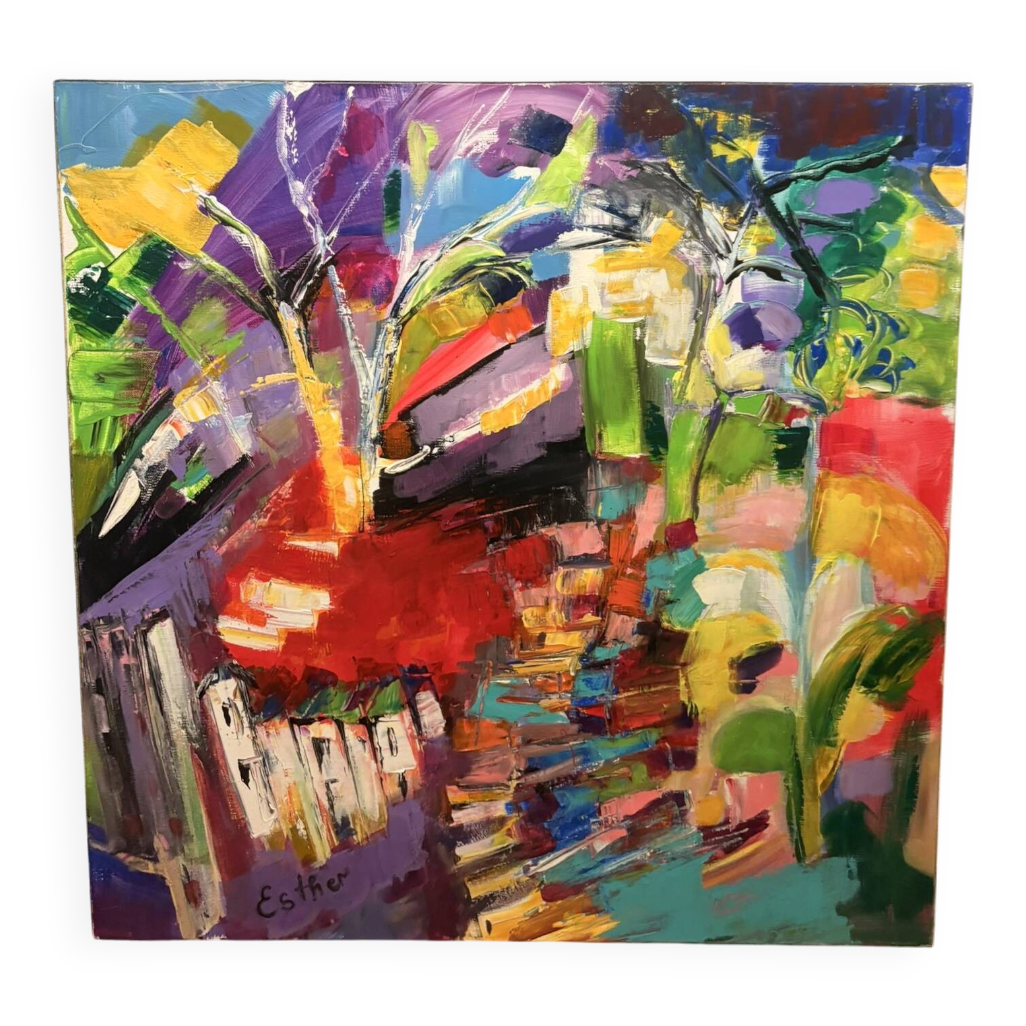 Oil Painting Canvas Deloison Abstract Early Spring Tree