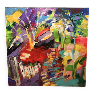 Oil Painting Canvas Deloison Abstract Early Spring Tree
