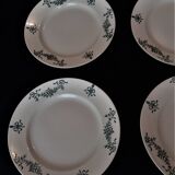 Series of six flat plates in earthenware of Longchamp model Sapho
