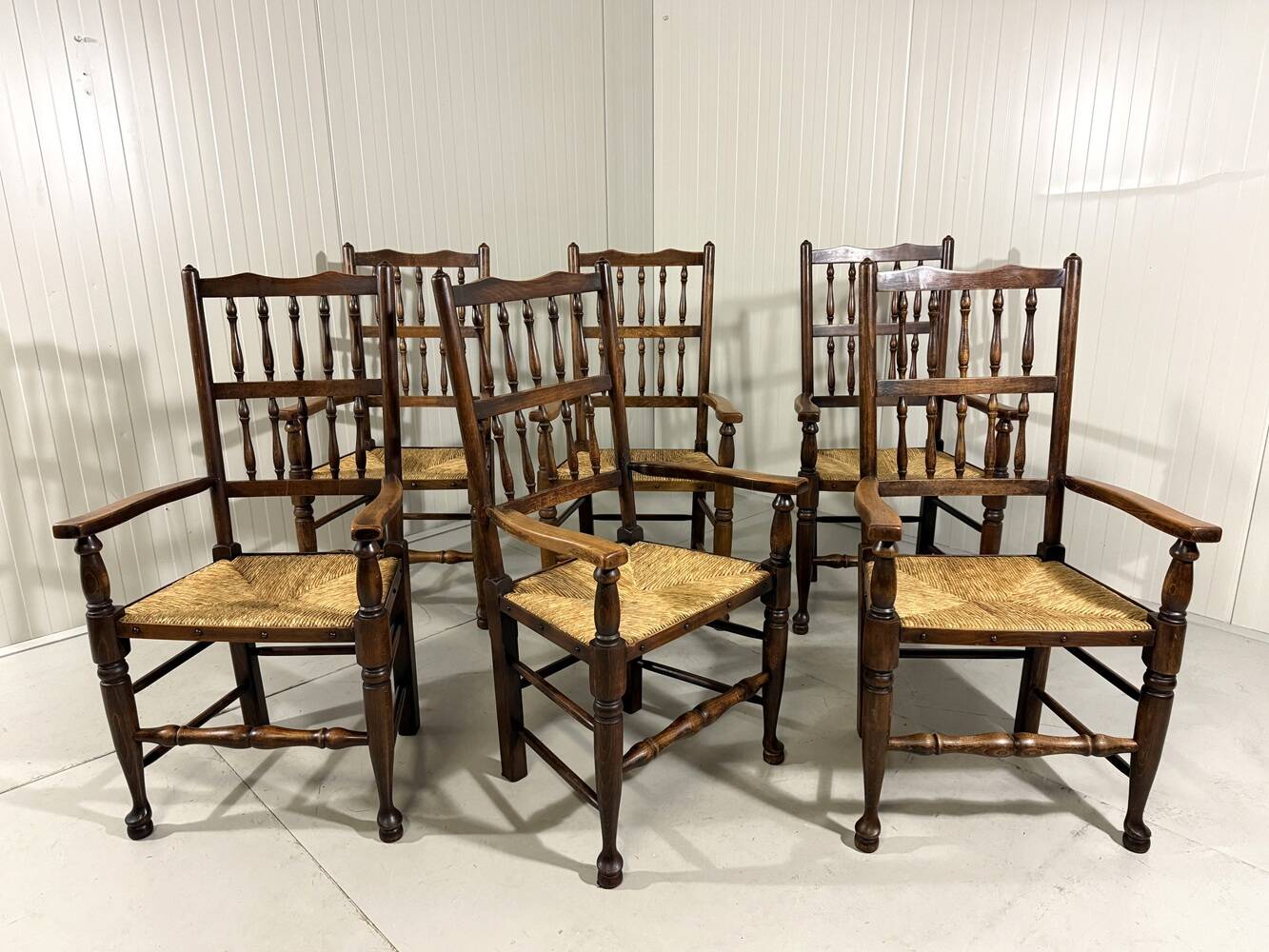 Lancashire spindleback dining arm chairs 1900's