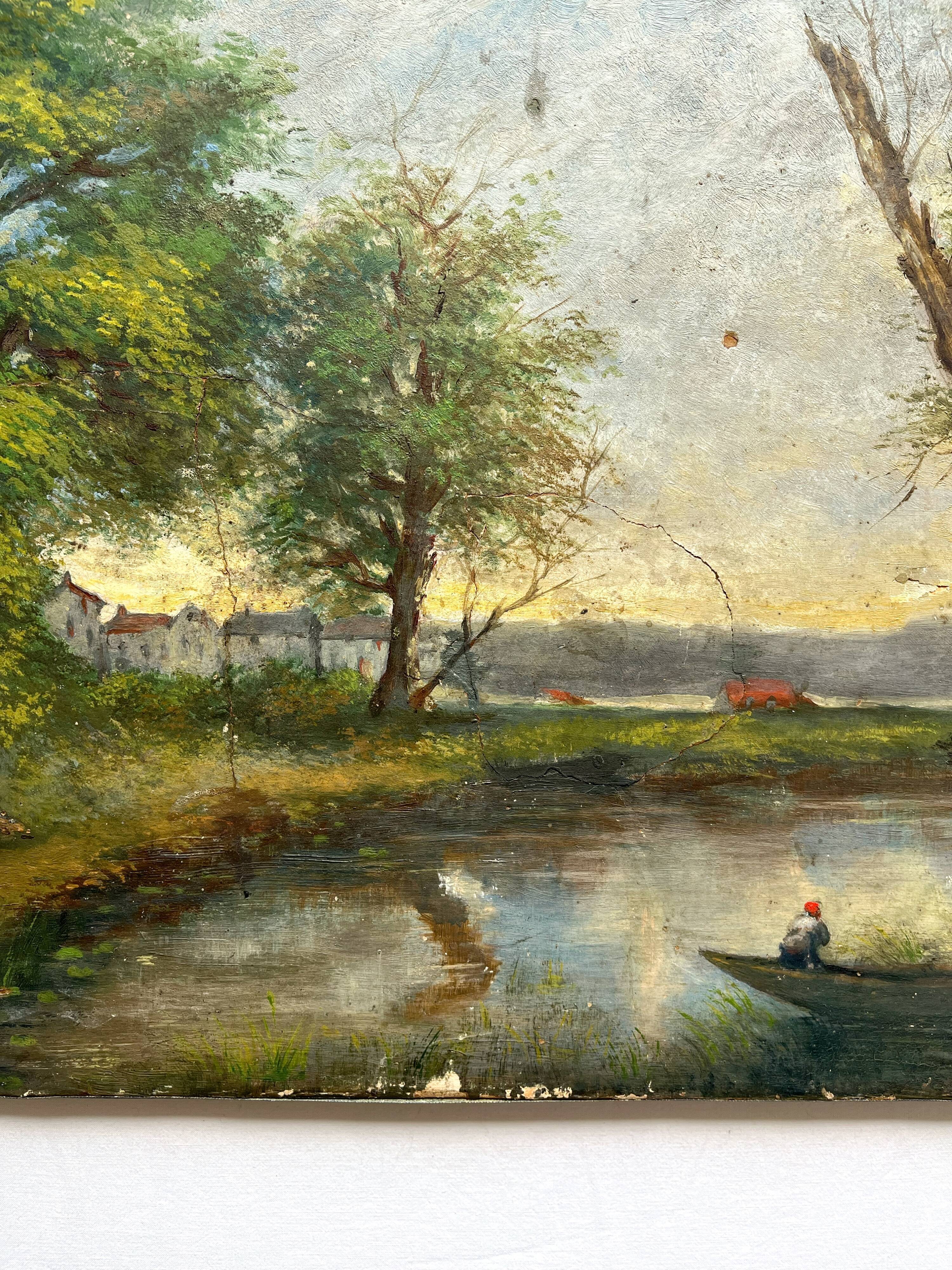 Peinture huile sur toile paysage datée de 1904