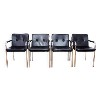 Set of 4 Bauhaus leather armchairs