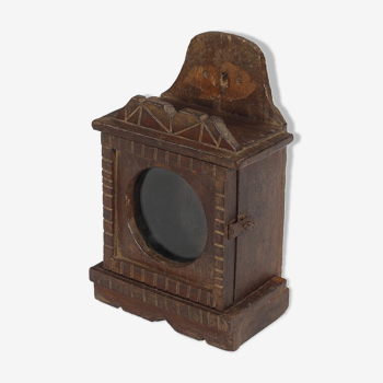 Wall showcase small old clock box patina of origin india 18x11x25cm