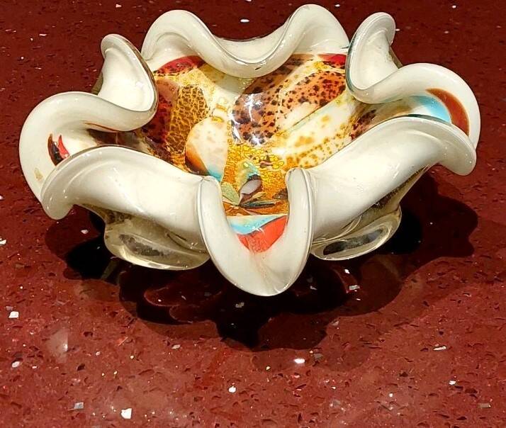 All Fruits glass bowl from Murano by Dino Martens with gold flecks 1960s