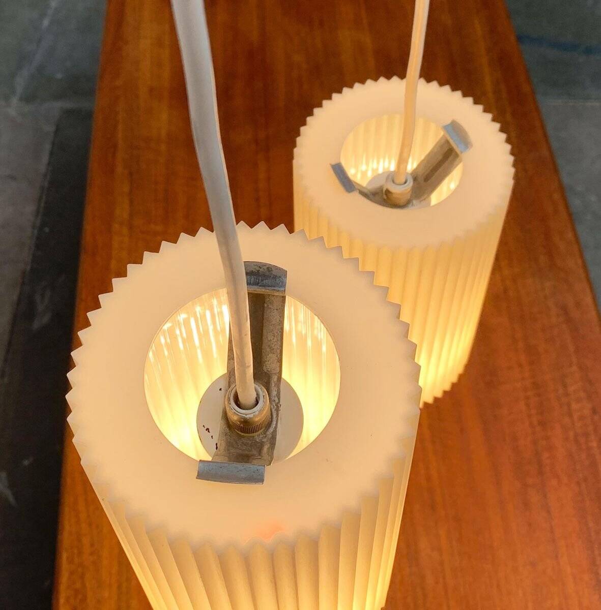 Modern mid-century German plastic suspension by Erco.