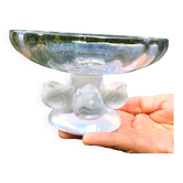 Lalique France .superbe coupe vide poche sur pied aux oiseaux