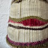 Lampe chrome bois laine années 70