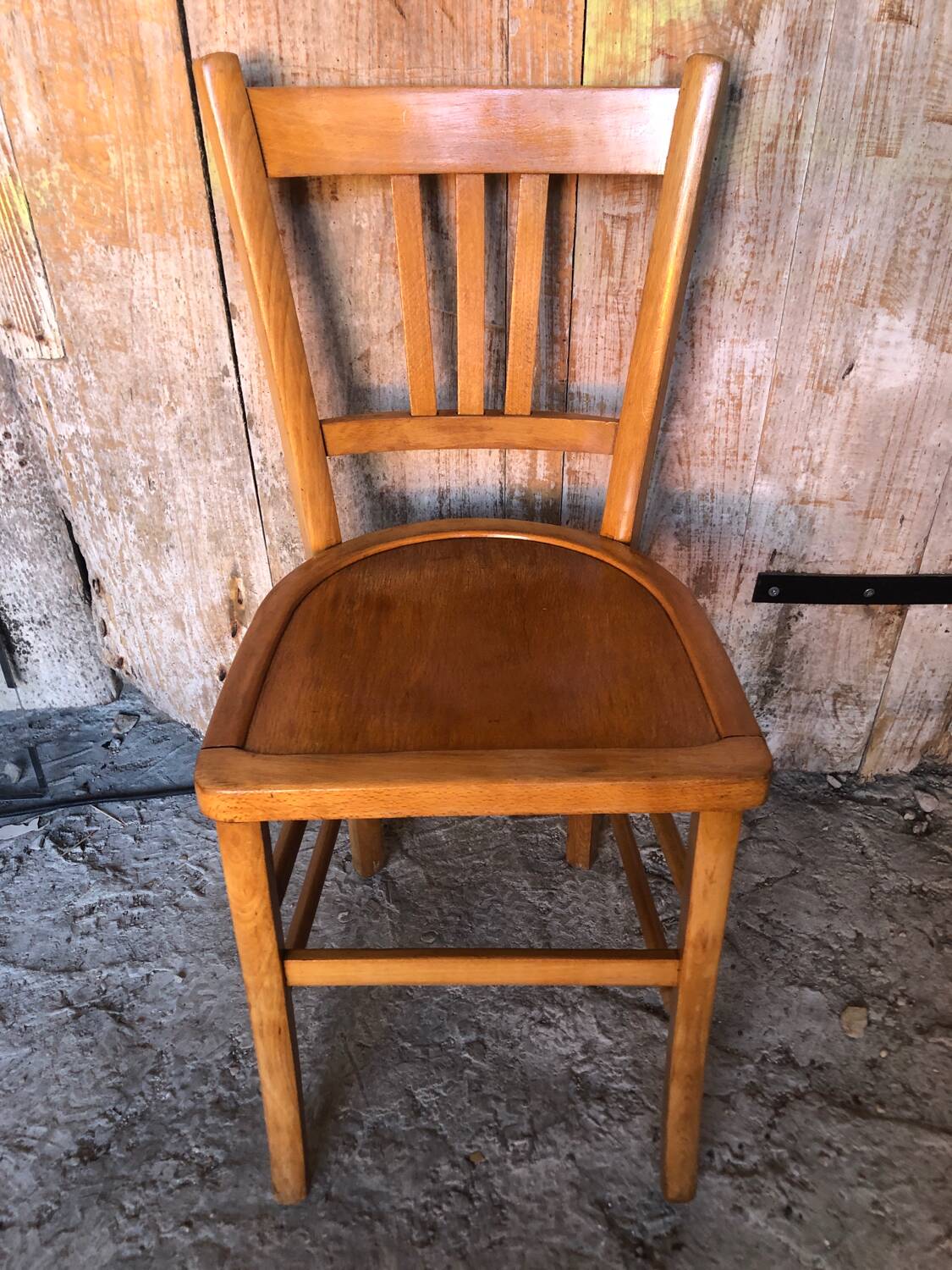 Ancienne chaise bistrot style luterma bois clair vintage #a567