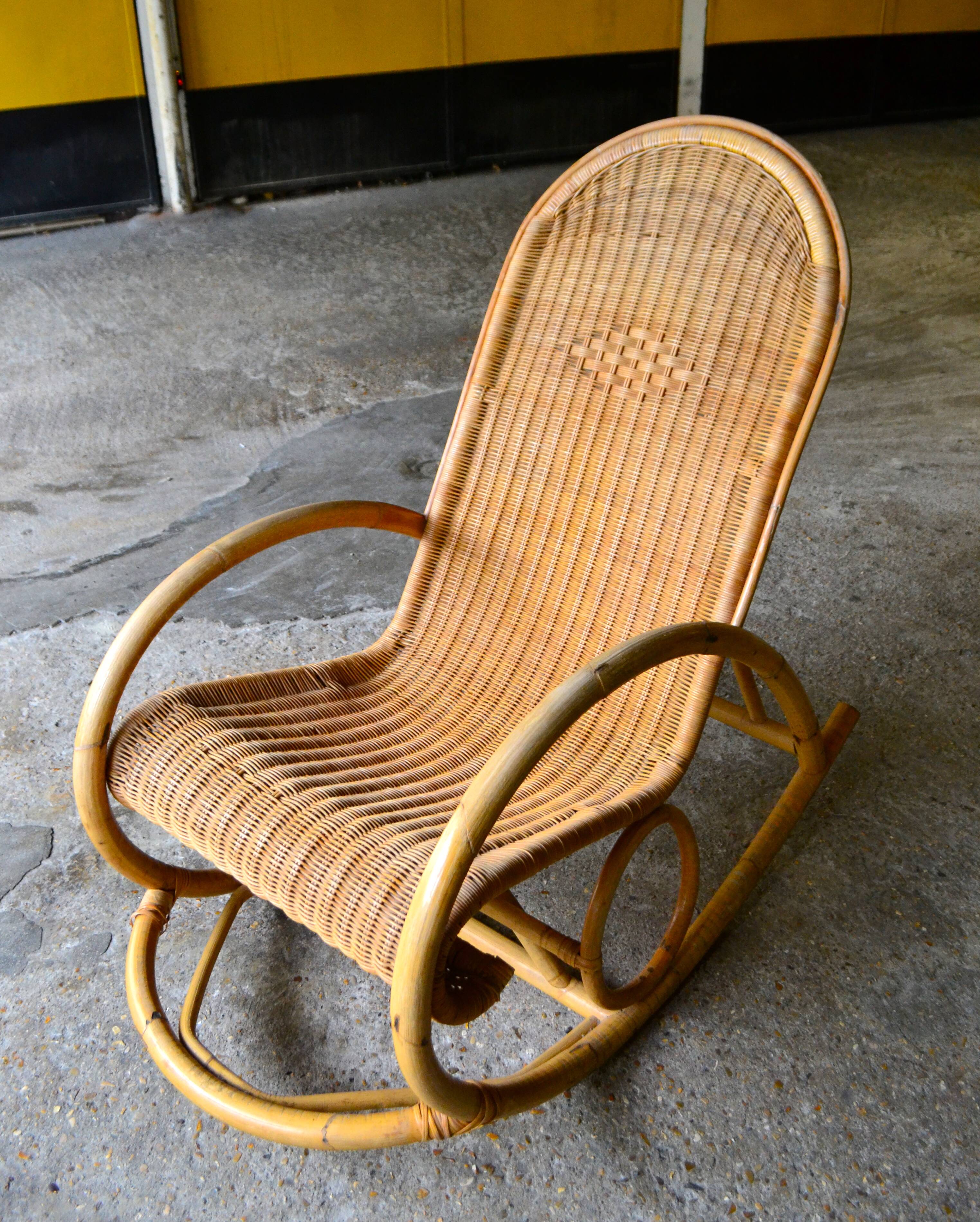 60s rocking chair rattan bamboo rocking chair