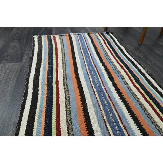 Vintage Turkish Oushak Handmade Wool Cotton Green Runner Rug 80x232