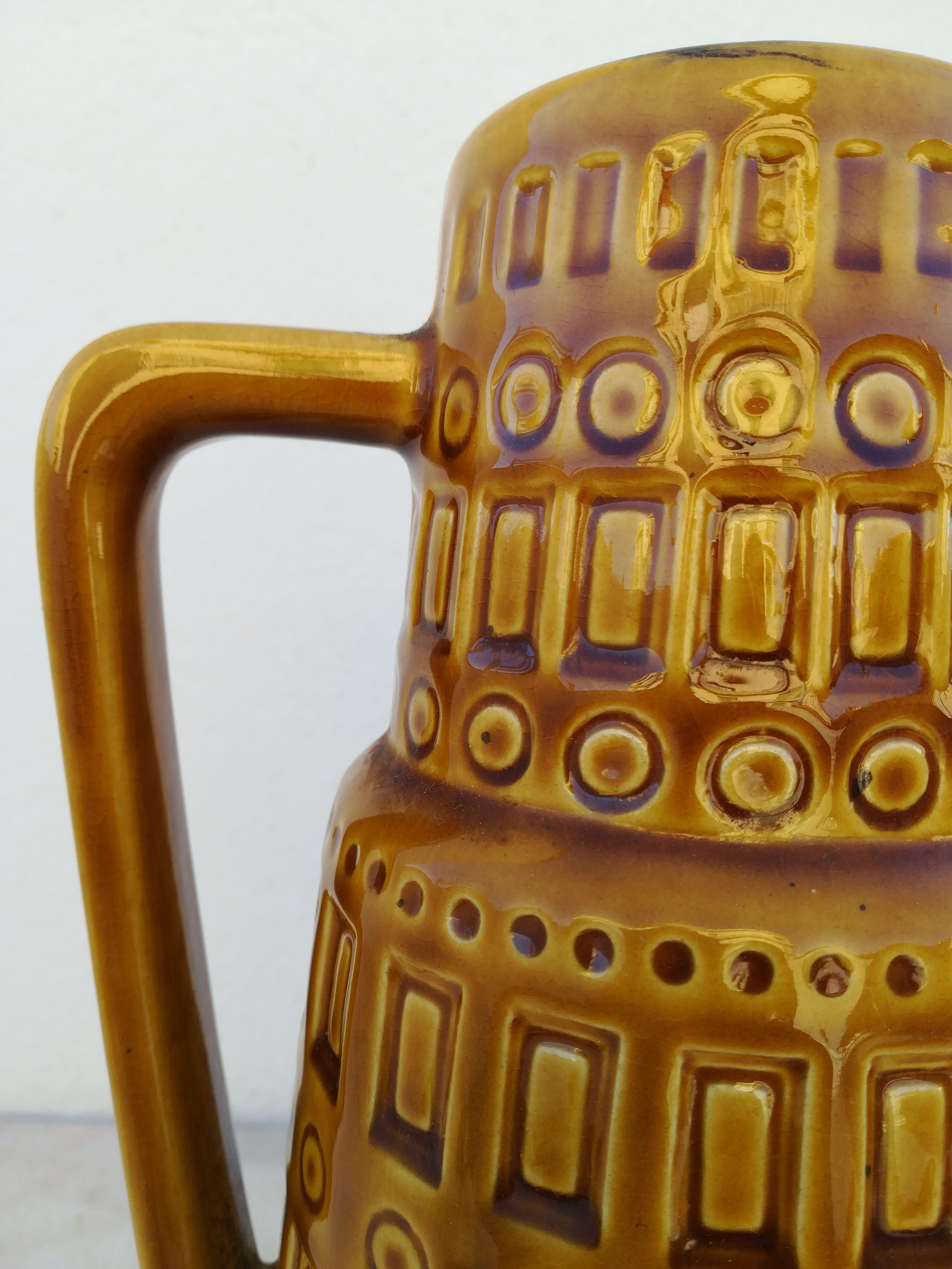 West germany enameled ceramic vase