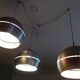 Set of 3 space age pendant lights, 1970s