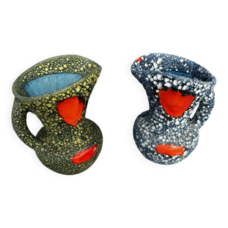 Pair of Fat Lava ceramic pitchers from Vallauris - 1970s