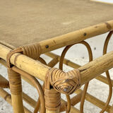 Table basse en rotin vintage 60's