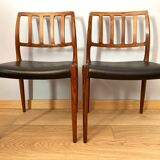 Set of 2 vintage Danish rosewood chairs 1974, Model 83, by Niels Moller